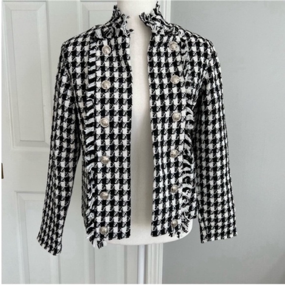 Cliche Black/White Women's Houndstooth Blazer Size S - Picture 8 of 9